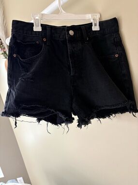 Aeropostale Black Distressed Frayed Hem Denim Shorts